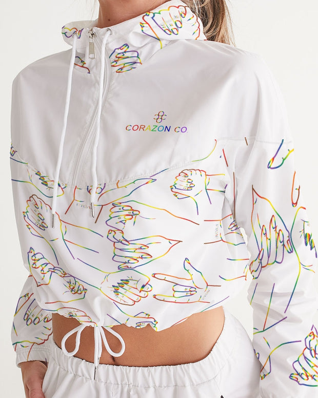 Together We'll Rise Rainbow Women's Cropped Windbreaker