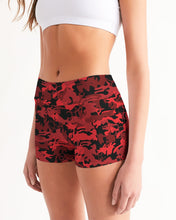 Load image into Gallery viewer, Seeing Red Camo Women&#39;s Mid-Rise Booty Shorts
